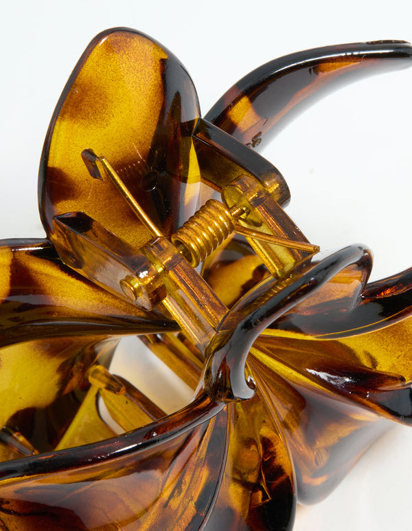 Neutral Acrylic Frangipani Flower Claw Clip