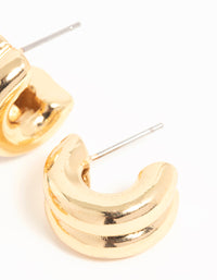 Gold Plated Brass Twist & Ribbed Huggie Earrings 2-Pack - link has visual effect only