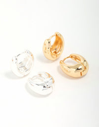 Mixed Metal Hoop Earrings 2-Pack - link has visual effect only