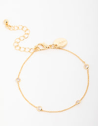 Gold Plated Brass Cubic Zirconia Dainty Bracelet - link has visual effect only