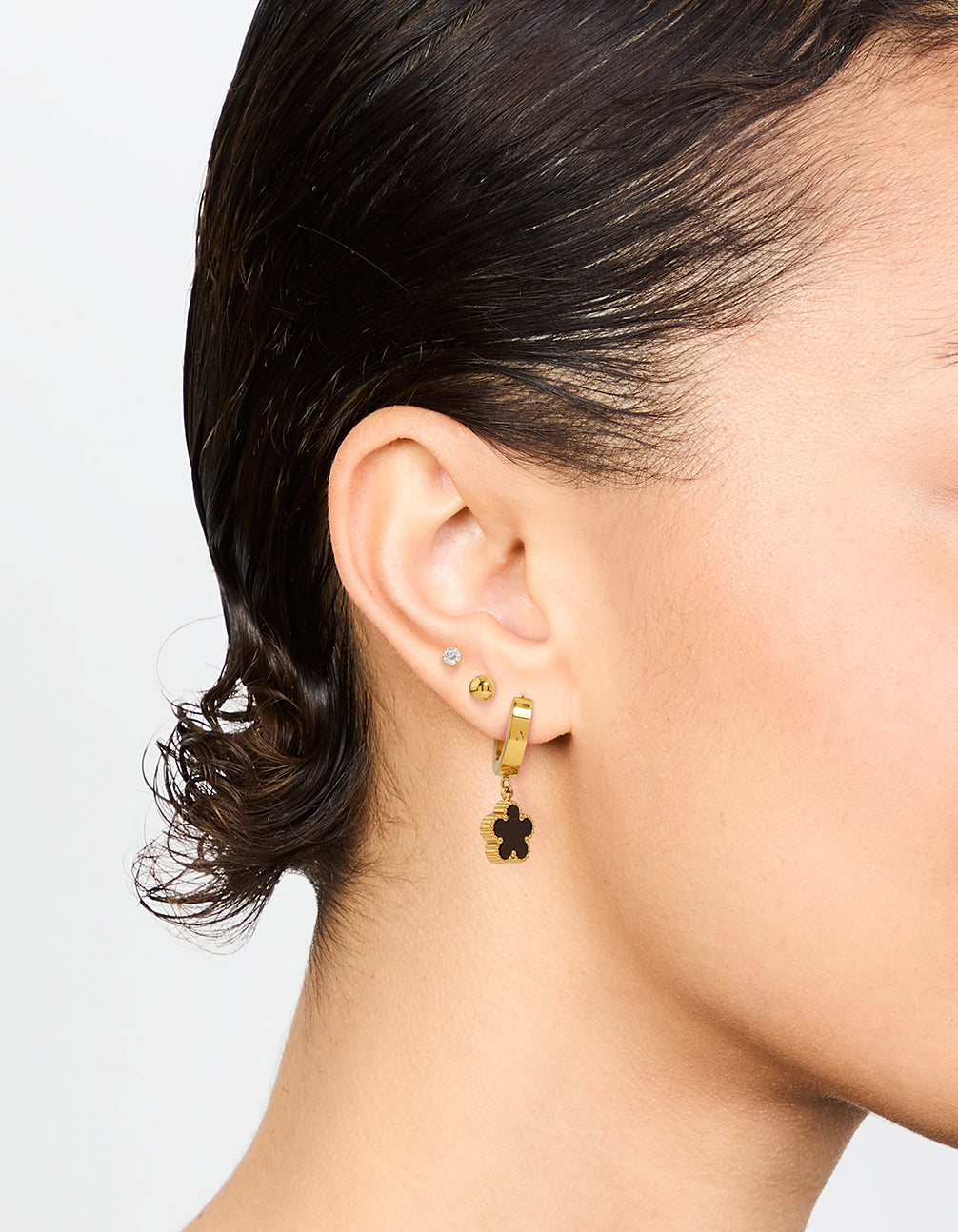 Waterproof Gold Plated Stainless Steel Flower & Star Earrings 3-Pack