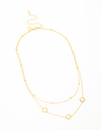 Waterproof Gold Plated Stainless Steel Flower Layered Necklace - link has visual effect only