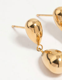 Waterproof Gold Plated Stainless Steel Double Drop Earrings - link has visual effect only