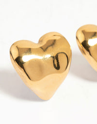 Waterproof Gold Plated Stainless Steel Molten Heart Stud Earrings - link has visual effect only