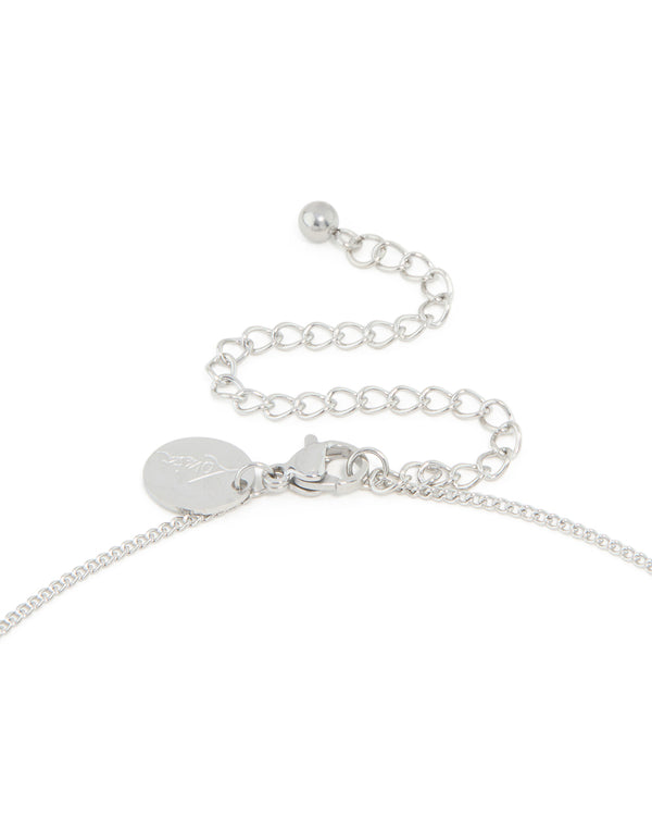 Waterproof Stainless Steel Cubic Zirconia Pear Pendant Necklace