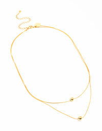 Waterproof Gold Plated Stainless Steel Ball Pendant Layered Necklace - link has visual effect only