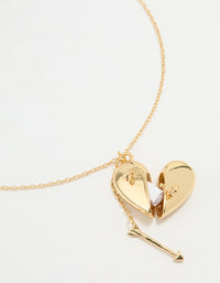Gold Plated Heart Locket Pendant Necklace - link has visual effect only
