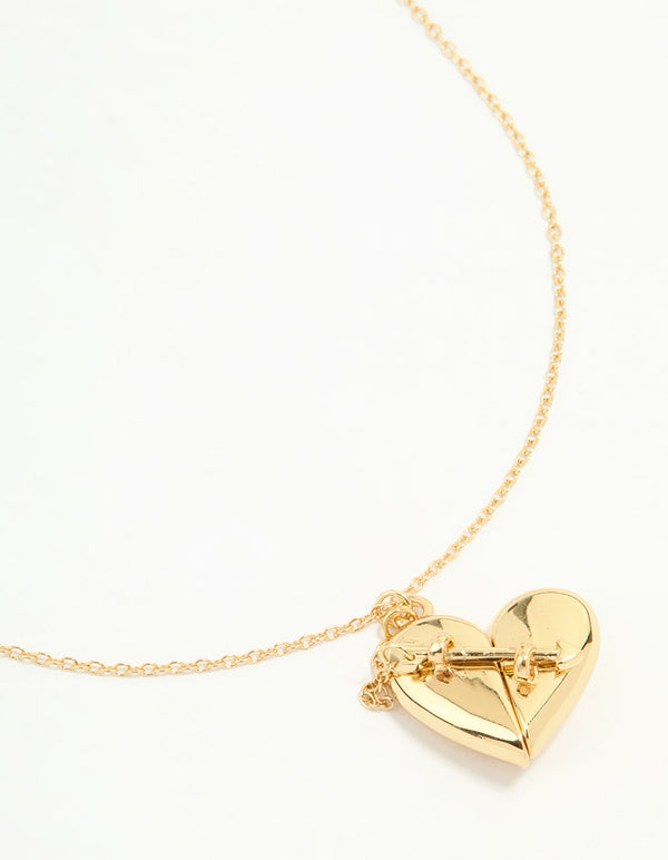 Gold Plated Heart Locket Pendant Necklace
