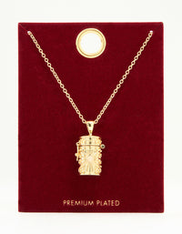 Gold Plated Barrel Pendant Necklace - link has visual effect only