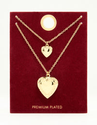 Gold Plated Heart Pendant Necklaces 2-Pack - link has visual effect only