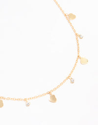 Gold Plated Cubic Zirconia & Heart Charm Pendant Necklace - link has visual effect only
