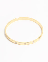 Gold Plated Cubic Zirconia Flower Bangle - link has visual effect only