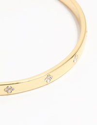 Gold Plated Cubic Zirconia Flower Bangle - link has visual effect only