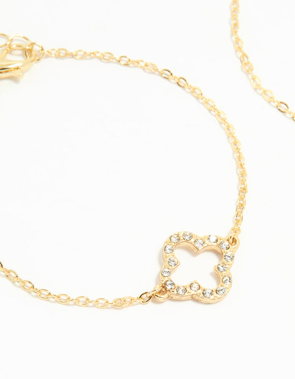 Gold Plated Flower Bracelets 2-Pack