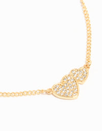 Mixed Metal Cubic Zirconia Linked Hearts Toggle Bracelets 2-Pack - link has visual effect only