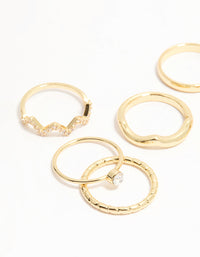Gold Plated Zigzag Stacking Rings 7-Pack - link has visual effect only