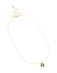 Waterproof Gold Plated Stainless Steel Black Flower Pendant Necklace - link has visual effect only