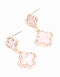 Rose Gold Cubic Zirconia Pink Flower Drop Earrings - link has visual effect only