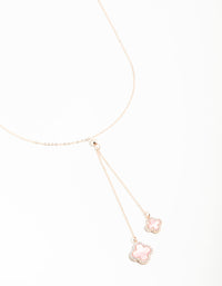 Rose Gold Cubic Zirconia Pink Flower Y-Necklace - link has visual effect only