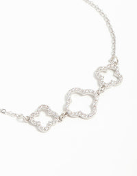 Silver Cubic Zirconia Flower Trio Bracelet - link has visual effect only