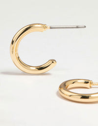 Gold Plated Brass Cubic Zirconia Flower Stud & Huggie Earrings 4-Pack - link has visual effect only