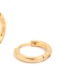 Waterproof Gold Plated Stainless Steel Clicker Huggie Earrings 8MM - link has visual effect only