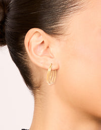 Waterproof Gold Plated Stainless Steel Double Hoop Earrings - link has visual effect only