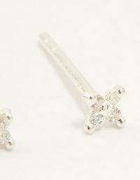 Sterling Silver Cubic Zirconia Micro Flower Stud Earrings - link has visual effect only