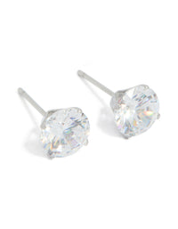 Waterproof Stainless Steel Cubic Zirconia Stud Earrings 8MM - link has visual effect only