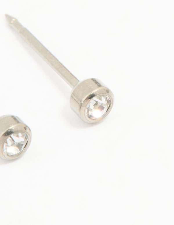 Titanium 3MM Cubic Zirconia Bezel Piercing Stud