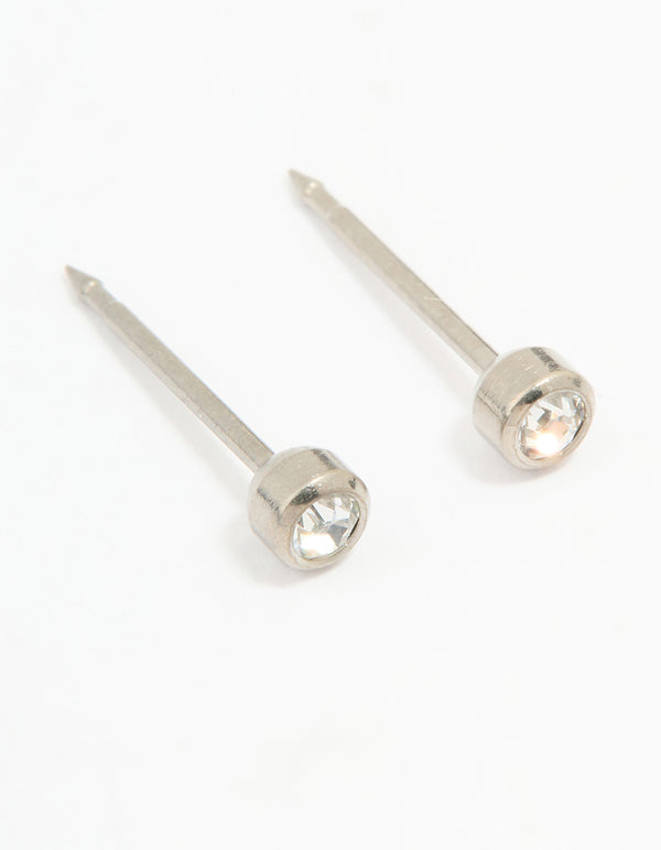 Titanium 3MM Cubic Zirconia Bezel Piercing Stud