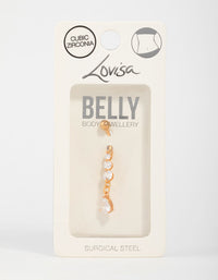 Gold Plated Cubic Zirconia Triple Drop Belly Bar - link has visual effect only