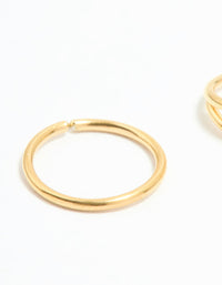 Gold Plated Surgical Steel Cubic Zirconia Layered & Smooth Nose Rings 2-Pack - link has visual effect only