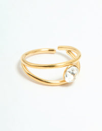 Gold Plated Surgical Steel Cubic Zirconia Layered & Smooth Nose Rings 2-Pack - link has visual effect only