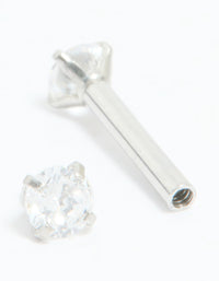 Surgical Steel Cubic Zirconia Reversible Flat Back Stud - link has visual effect only