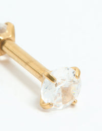 Gold Plated Surgical Steel Cubic Zirconia Reversible Flat Back Stud - link has visual effect only