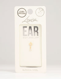 Gold Plated Surgical Steel Cubic Zirconia Micro Cross Flat Back Stud - link has visual effect only