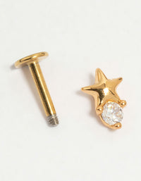 Gold Plated Surgical Steel Cubic Zirconia Micro Star Flat Back Stud - link has visual effect only