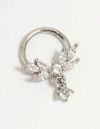 Surgical Steel Cubic Zirconia Marquise Drop Clicker Ring - link has visual effect only