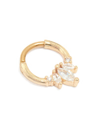Gold Plated Surgical Steel Cubic Zirconia Marquise & Celestial Clicker Ring - link has visual effect only