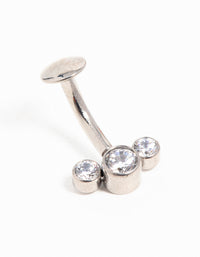 Titanium Cubic Zirconia Reversible Belly Bar - link has visual effect only