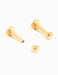 Gold Plated Titanium Micro Ball Flat Back Studs 2-Pack - link has visual effect only