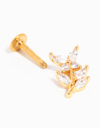 Gold Plated Titanium Cubic Zirconia Flower Flat Back Stud - link has visual effect only