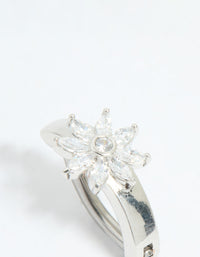Surgical Steel Cubic Zirconia Flower Curved Belly Ring - link has visual effect only