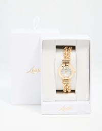 Gold Round Chain Watch Bracelet - link has visual effect only