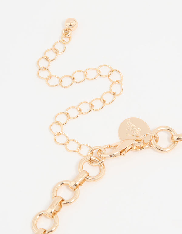 Gold Diamante Round Watch Choker Necklace