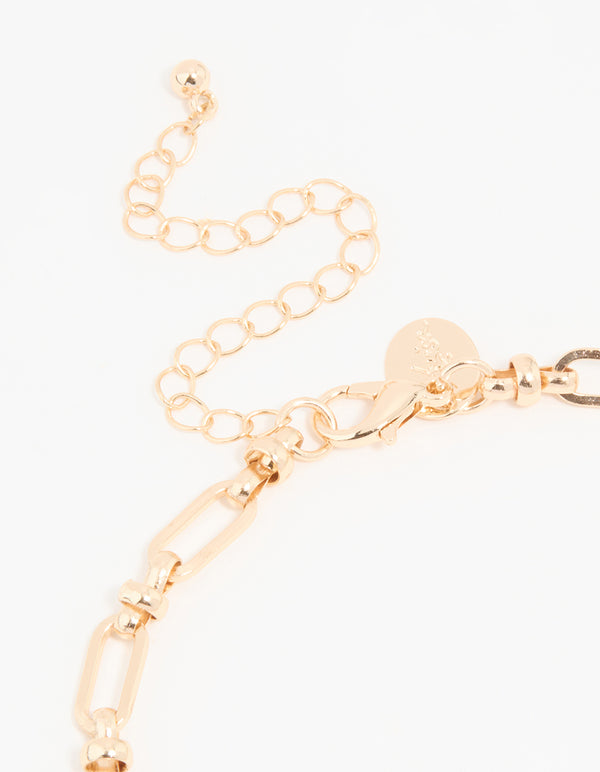 Gold Diamante Rectangle Watch Choker Necklace