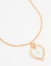 Gold Heart Pocket Watch Necklace - link has visual effect only