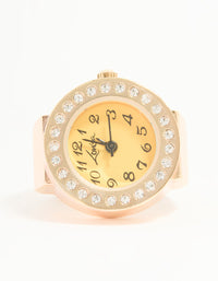 Gold Diamante Watch Ring - link has visual effect only