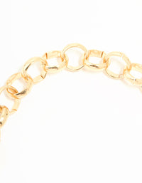 Gold Diamante Watch & Feather Charm Bracelet - link has visual effect only